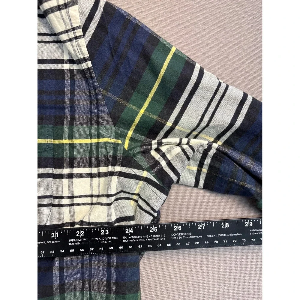 J. Crew Mens XL Green Navy Blue Plaid Button Down Long Sleeve Shirt RN 77388